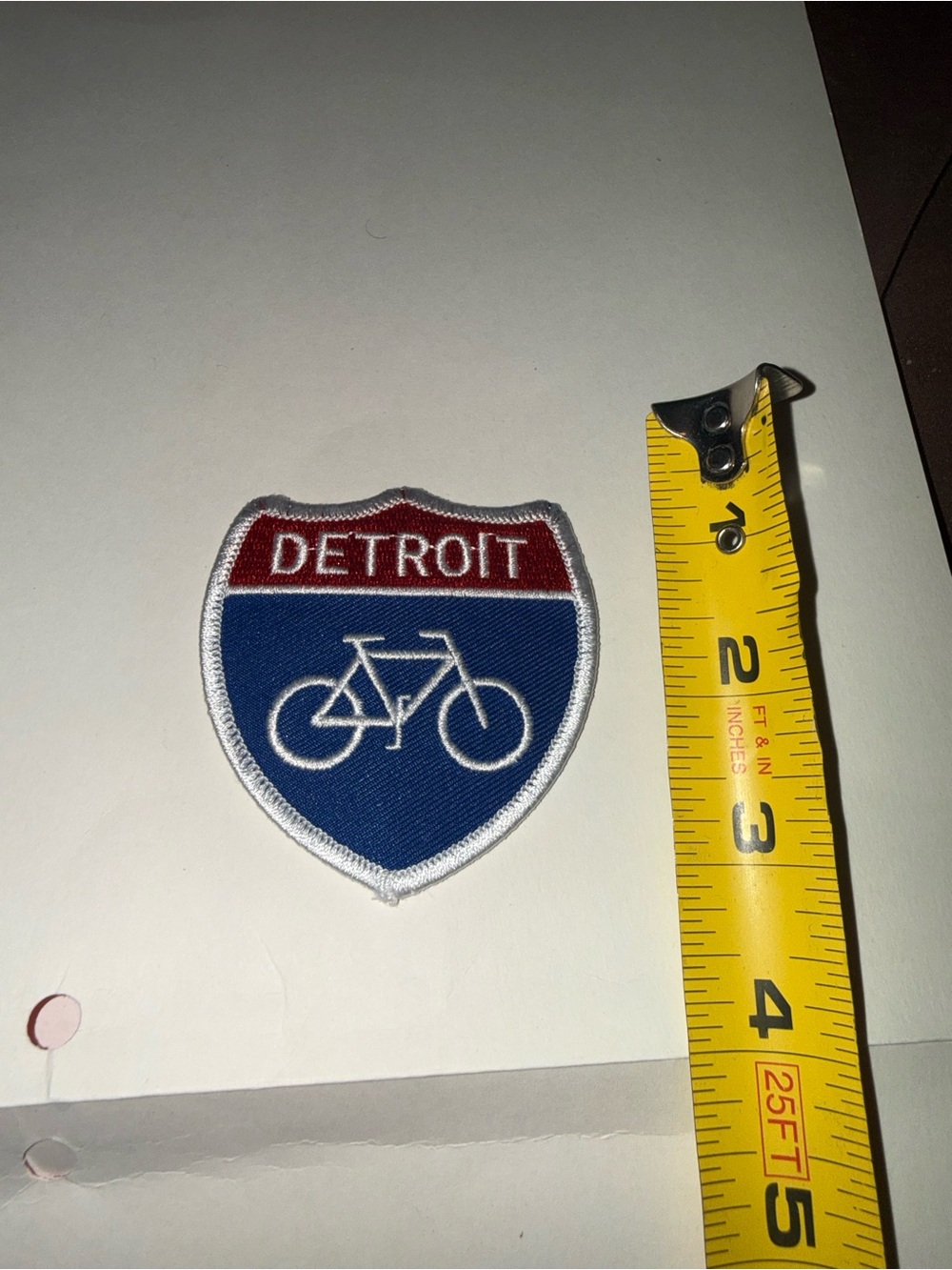 Detroit Bicycle Shield Patch - Blue & Red